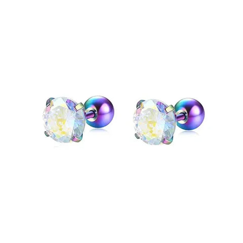 Fashion Colorful Small Stud Earrings – Stainless Steel Circle Hoop & Dangle Earrings - Style 35