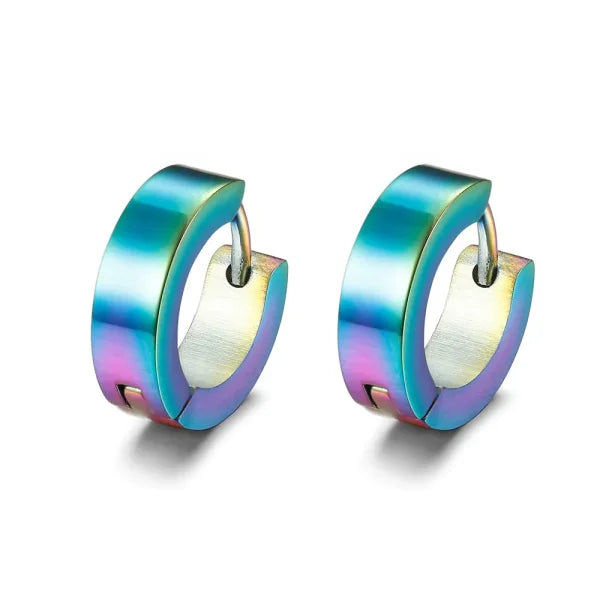 Fashion Colorful Small Stud Earrings – Stainless Steel Circle Hoop & Dangle Earrings - Himpall
