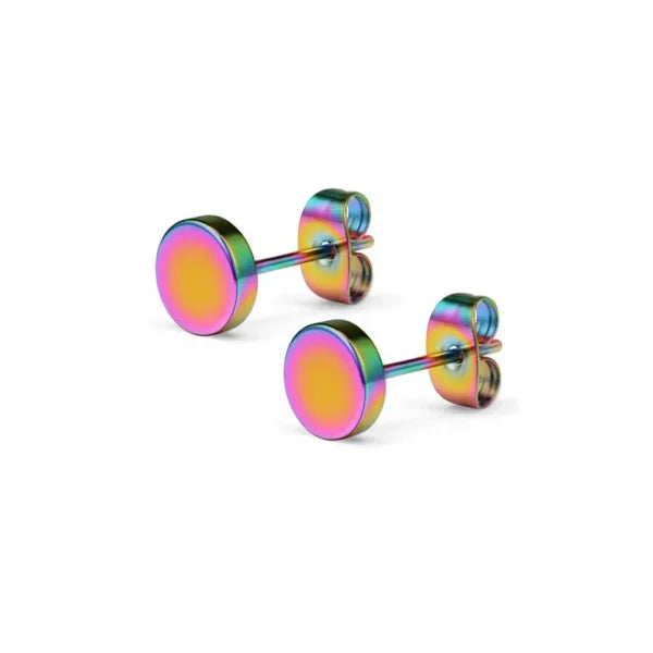Fashion Colorful Small Stud Earrings – Stainless Steel Circle Hoop & Dangle Earrings - Himpall