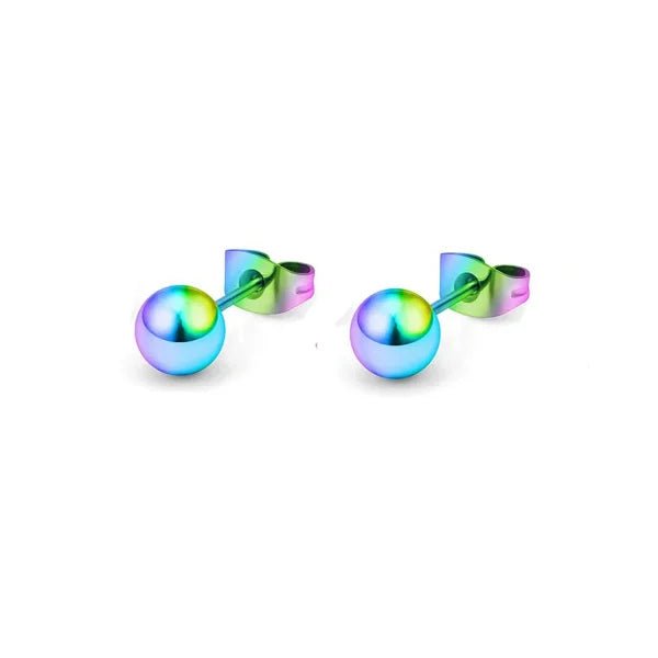 Fashion Colorful Small Stud Earrings – Stainless Steel Circle Hoop & Dangle Earrings - Himpall
