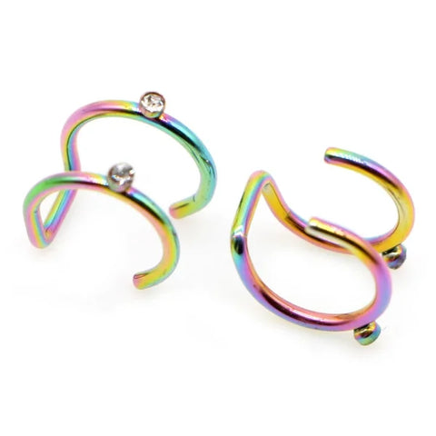Fashion Colorful Small Stud Earrings – Stainless Steel Circle Hoop & Dangle Earrings - Style 44