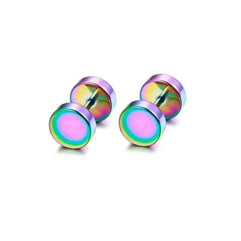 Fashion Colorful Small Stud Earrings – Stainless Steel Circle Hoop & Dangle Earrings - Style 1