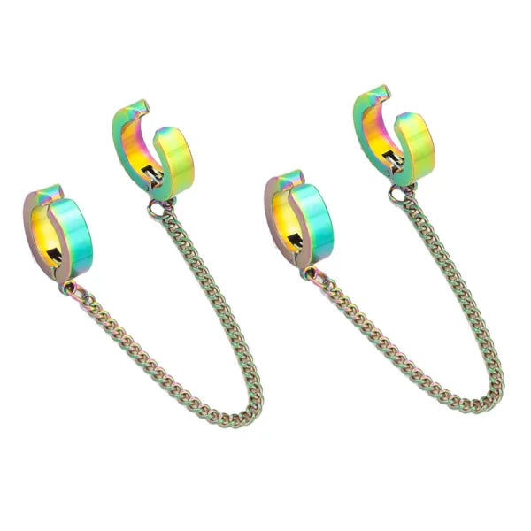 Fashion Colorful Small Stud Earrings – Stainless Steel Circle Hoop & Dangle Earrings - Style 15