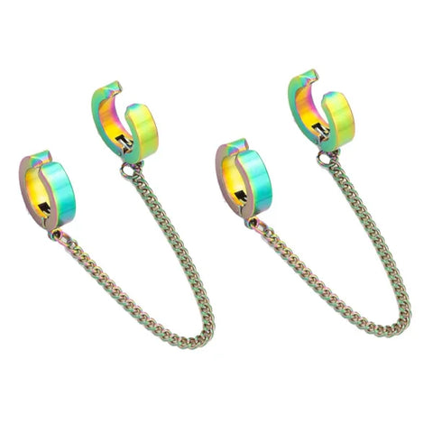 Fashion Colorful Small Stud Earrings – Stainless Steel Circle Hoop & Dangle Earrings - Style 15