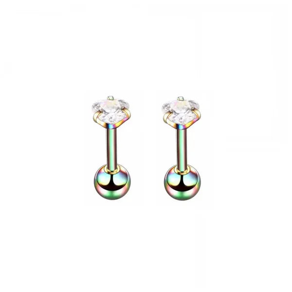 Fashion Colorful Small Stud Earrings – Stainless Steel Circle Hoop & Dangle Earrings - Style 29