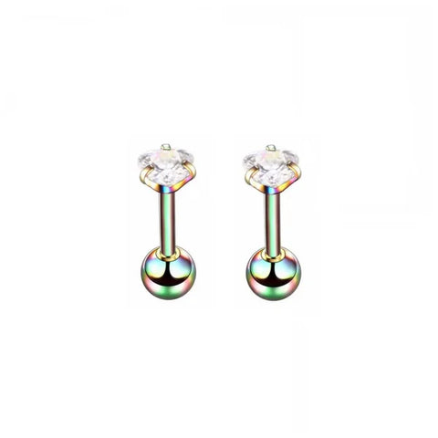 Fashion Colorful Small Stud Earrings – Stainless Steel Circle Hoop & Dangle Earrings - Style 29