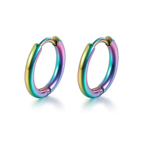 Fashion Colorful Small Stud Earrings – Stainless Steel Circle Hoop & Dangle Earrings - Style 7