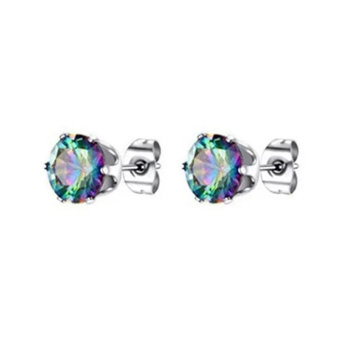 Fashion Colorful Small Stud Earrings – Stainless Steel Circle Hoop & Dangle Earrings - Style 18