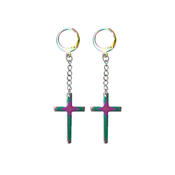 Fashion Colorful Small Stud Earrings – Stainless Steel Circle Hoop & Dangle Earrings - Style 40