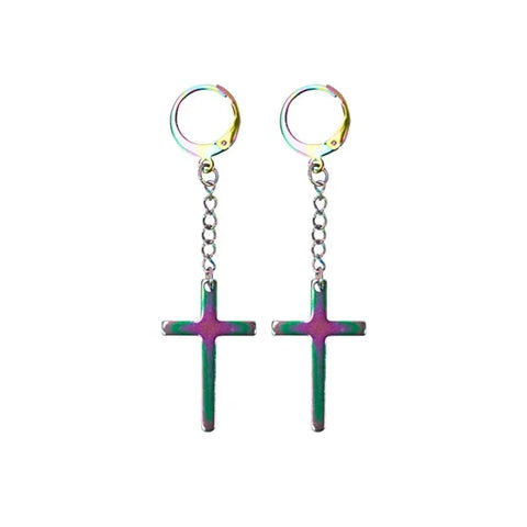 Fashion Colorful Small Stud Earrings – Stainless Steel Circle Hoop & Dangle Earrings - Style 40