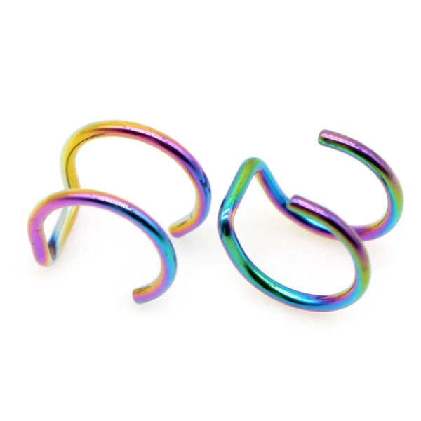 Fashion Colorful Small Stud Earrings – Stainless Steel Circle Hoop & Dangle Earrings - Style 43