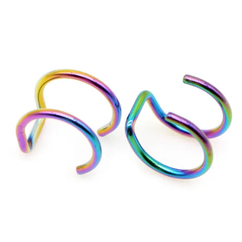 Fashion Colorful Small Stud Earrings – Stainless Steel Circle Hoop & Dangle Earrings - Style 43