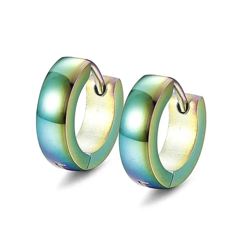 Fashion Colorful Small Stud Earrings – Stainless Steel Circle Hoop & Dangle Earrings - Style 22