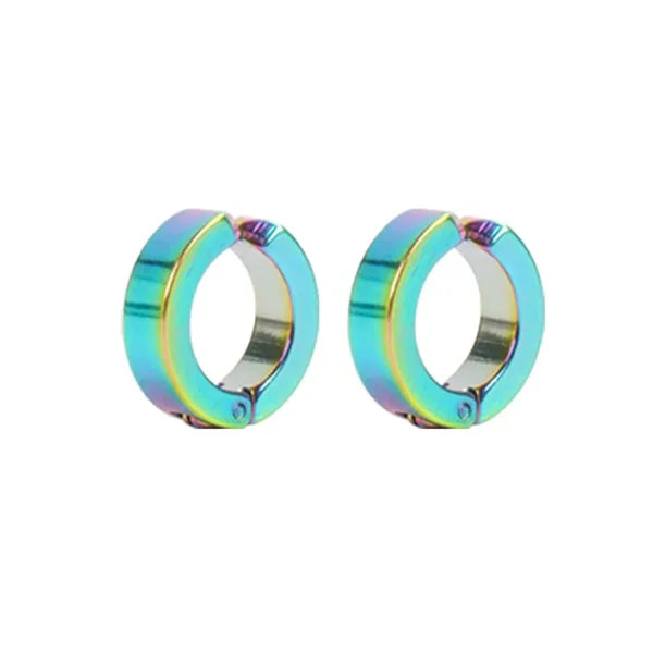Fashion Colorful Small Stud Earrings – Stainless Steel Circle Hoop & Dangle Earrings - Style 2