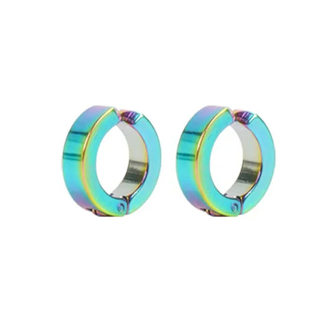 Fashion Colorful Small Stud Earrings – Stainless Steel Circle Hoop & Dangle Earrings - Style 2