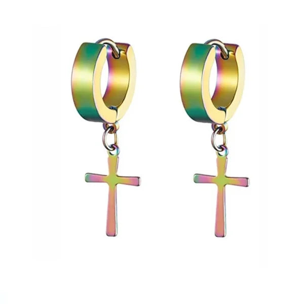 Fashion Colorful Small Stud Earrings – Stainless Steel Circle Hoop & Dangle Earrings - Style 23
