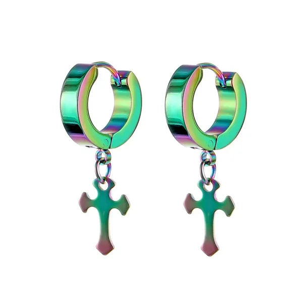 Fashion Colorful Small Stud Earrings – Stainless Steel Circle Hoop & Dangle Earrings - Himpall