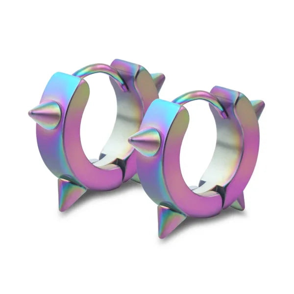 Fashion Colorful Small Stud Earrings – Stainless Steel Circle Hoop & Dangle Earrings - Himpall