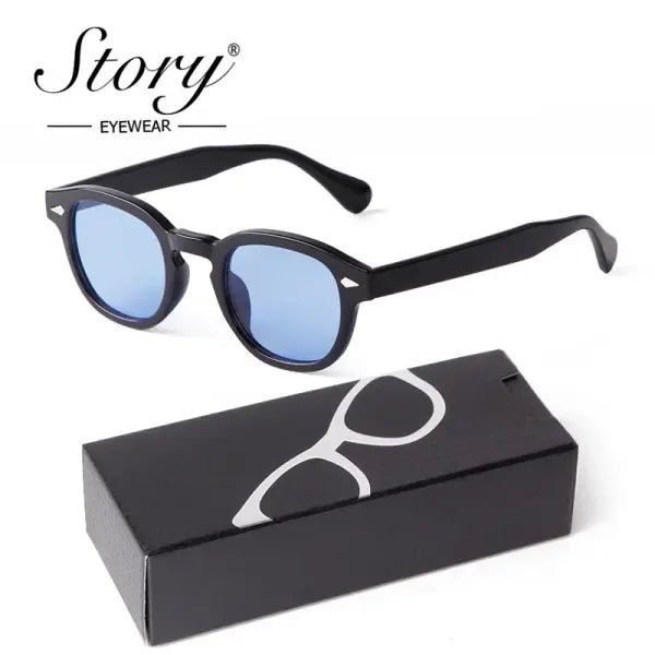 Fashion Gradient Blue Small Round Sunglasses for Adults