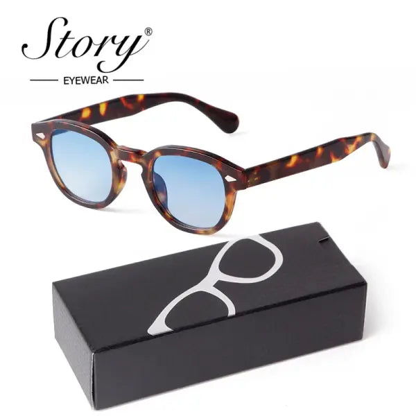 Fashion Gradient Blue Small Round Sunglasses for Adults