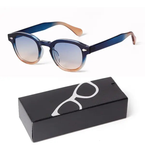 Fashion Gradient Blue Small Round Sunglasses for Adults - C21 / China Mainland / as picture
