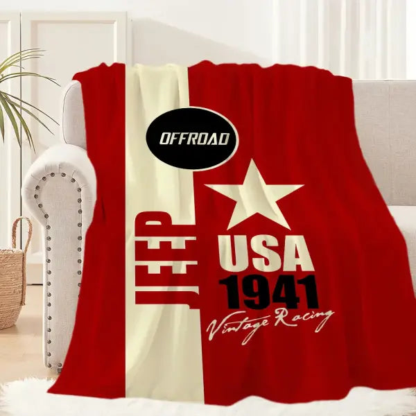 Fashion Logo Racing Cras J-Jeep Cool Blanket Plush Nap Sofa rug for Living Room Office Bedroom Birthday Home Travel Kid