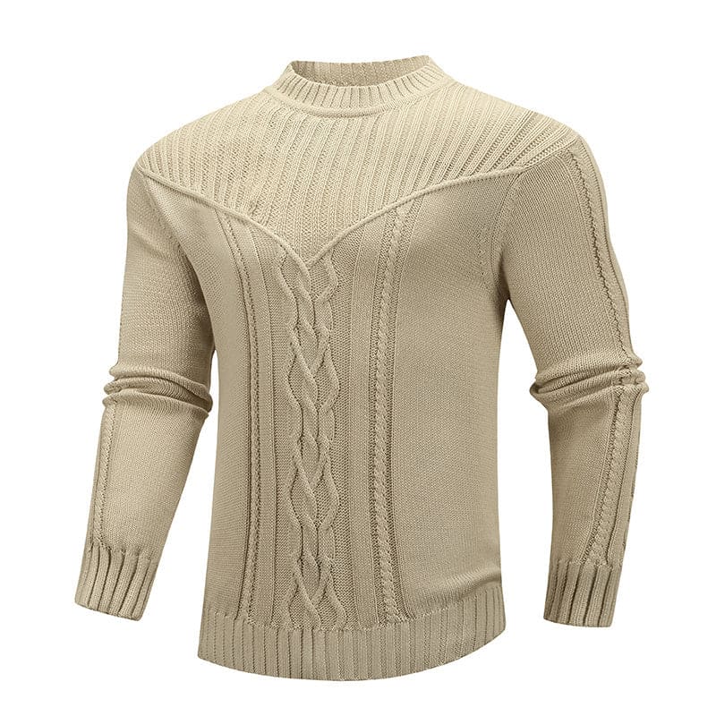 Fashion Men Solid Color Warm Jacquard Men Sweater