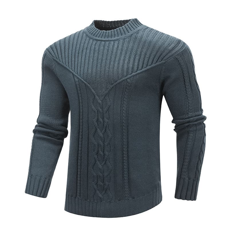 Fashion Men Solid Color Warm Jacquard Men Sweater