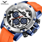 ONOLA Luxury Quartz Sports Watch Silicone Luminous Hands