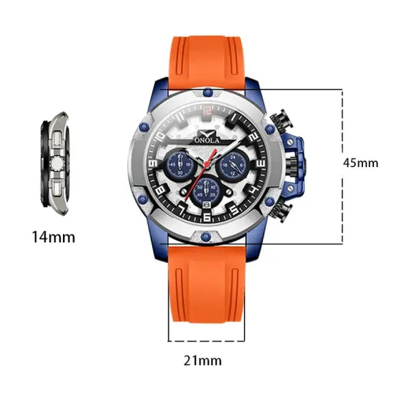 ONOLA Luxury Quartz Sports Watch Silicone Luminous Hands