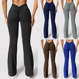 Fashion Micro Horn Leggings Women V-back Waist Sports Pants High Waist Push Up Butt Gym Pants Solid Slim Casual Leggings