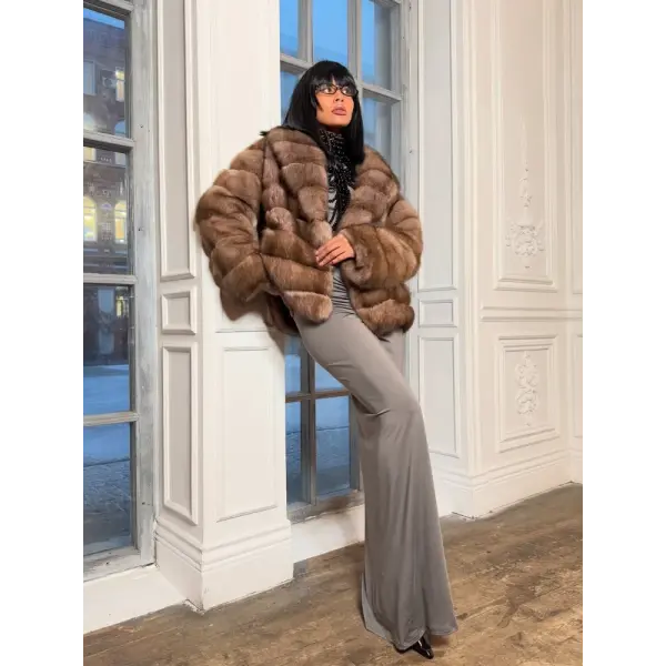 Women’s Patchwork Faux Fur Coat – Fluffy Solid Lapel Winter Jacket Loose Warm Streetwear Outwear