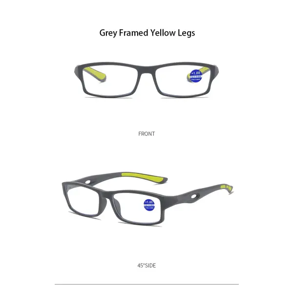 Fashion reading glasses with anti blue light sport frames - Grey Yellow / +100