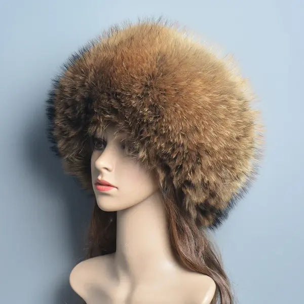 Fashion Real Fox Fur Winter Hat for Women – Natural Fluffy Beanie Russian Style Bomber Cap
