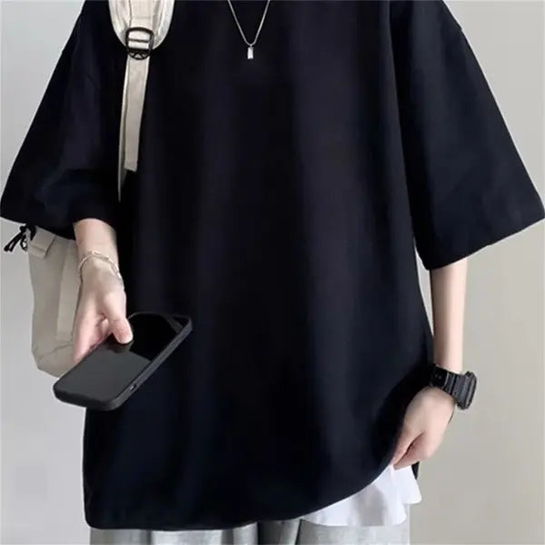 Solid Polyester T-Shirt for Men – Basic Casual Oversized Tee Quality Unisex Short Sleeve Top