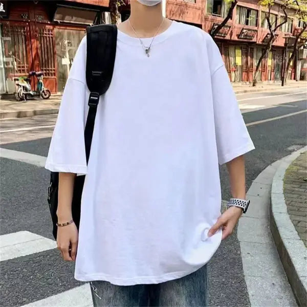 Solid Polyester T-Shirt for Men – Basic Casual Oversized Tee Quality Unisex Short Sleeve Top