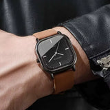 Men Leather Strap Quartz Watch Casual Minimalist Timepiece