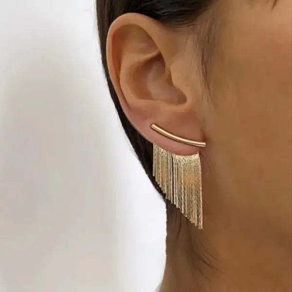 Vintage Style Classification Gold Tassel Drop Earrings - Gold
