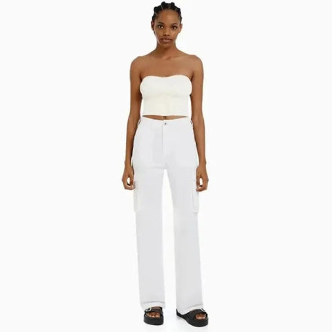 Women’s Fashion Straight Jeans In Autumn - White / XS