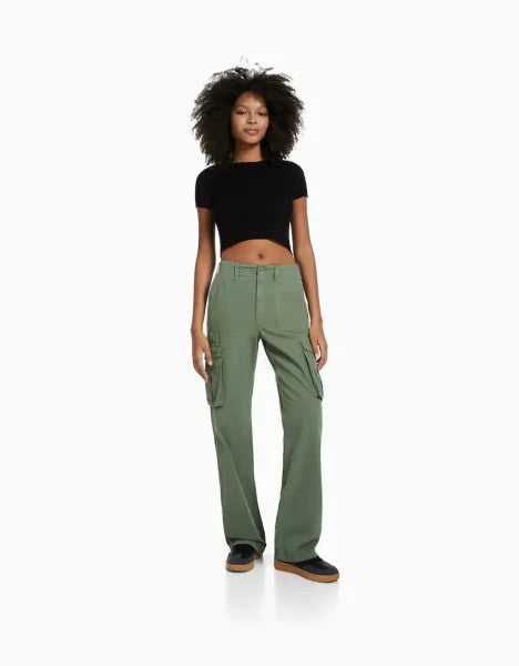 Women’s Fashion Straight Jeans In Autumn - Army Green / 2XL