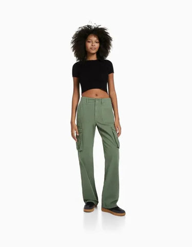 Women’s Fashion Straight Jeans In Autumn - Army Green / 2XL