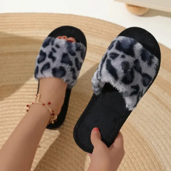 Fashion Women Slippers Cotton Plush Warm Female Light EVA Flat Bottom Non-slip Comfortable Slides Winter Autumn House
