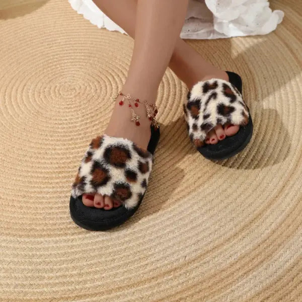 Fashion Women Slippers Cotton Plush Warm Female Light EVA Flat Bottom Non-slip Comfortable Slides Winter Autumn House