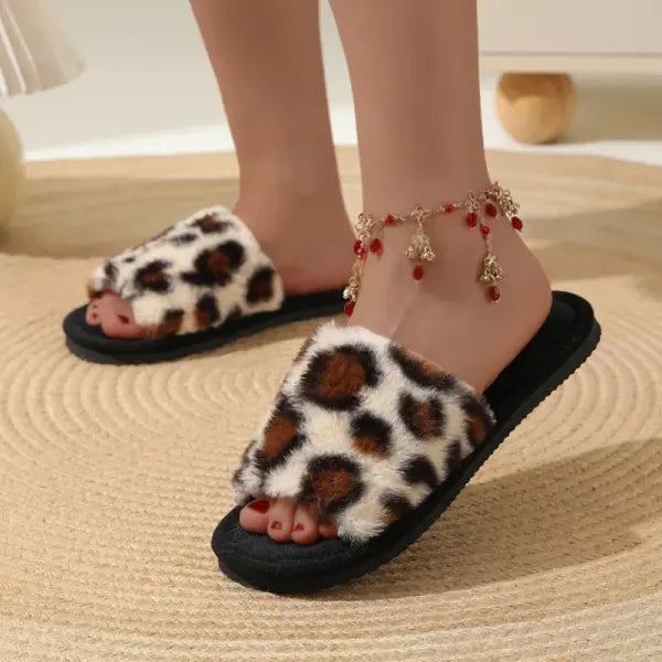 Fashion Women Slippers Cotton Plush Warm Female Light EVA Flat Bottom Non-slip Comfortable Slides Winter Autumn House