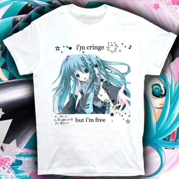 Fashion Y2K Japanese Anime Pattern T-shirt Cute Casual T-shirt Hip-hop Harajuku Top Star Girl Street Wear Graphic T
