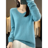 Fashion100% Merino Wool Sweater Cashmere Pullover Women Knitwear V-Neck Long Sleeve Autumn Winter Fashion Basic