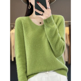 Fashion100% Merino Wool Sweater Cashmere Pullover Women Knitwear V-Neck Long Sleeve Autumn Winter Fashion Basic