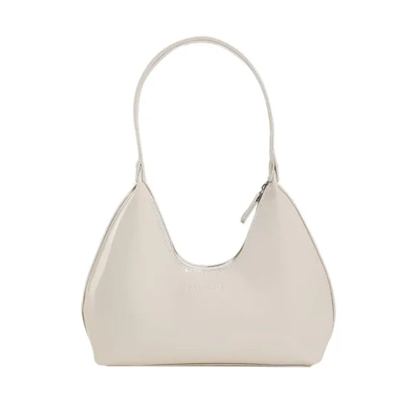 Fashionable Shoulder Bag for Women – Designer Solid Color Patent Leather Crescent Tote - Himpall