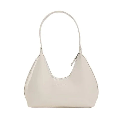 Fashionable Shoulder Bag for Women – Designer Solid Color Patent Leather Crescent Tote - Himpall