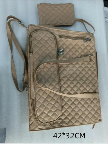Fashionable Women’s Lunch Tote Bag – Quilted Thermal Leak-Proof Handbag with Purse & Laptop Storage - Khaki 1